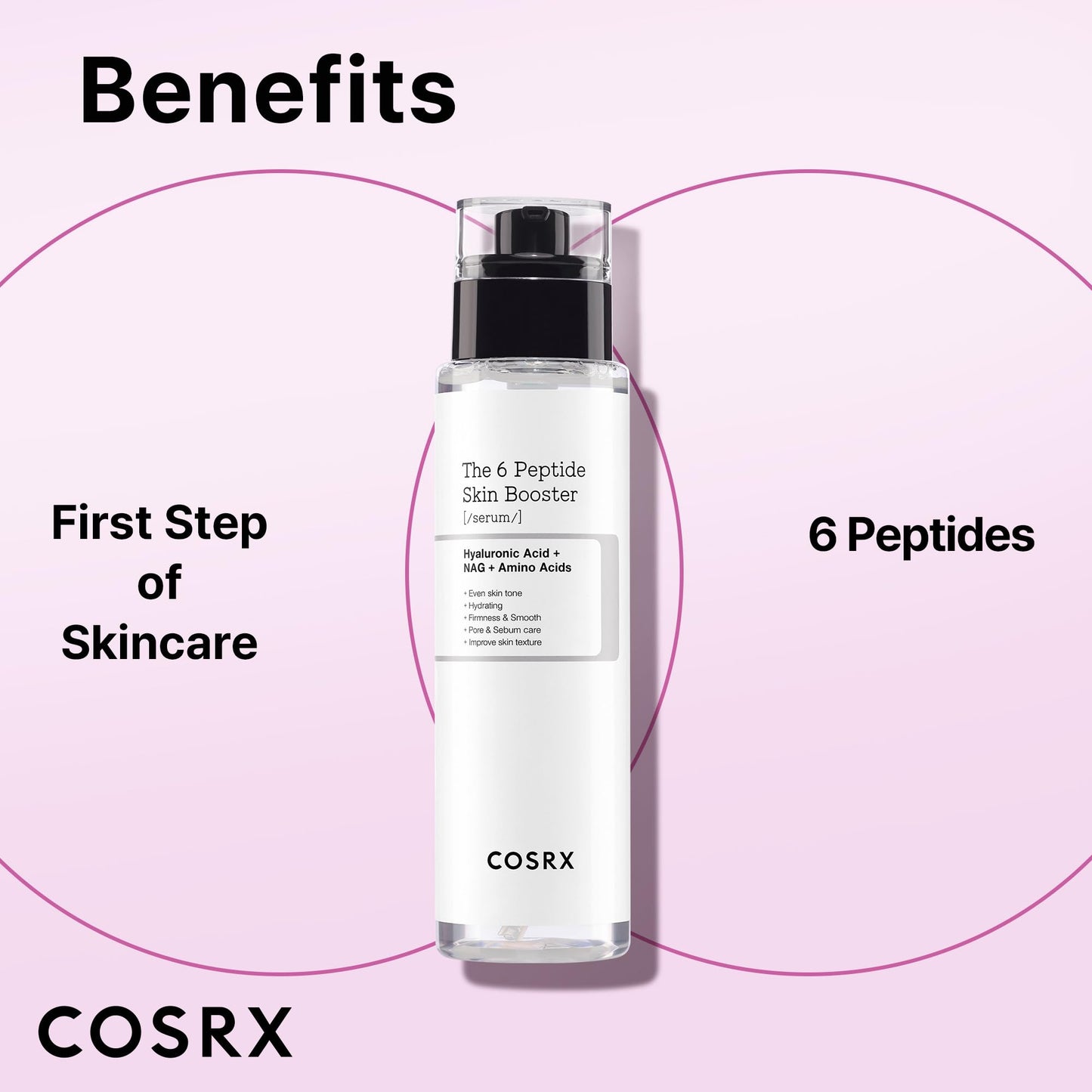 COSRX 6X Peptide Collagen Booster Toner Serum 150mL/5.07 Fl.Oz, Skin Renewal Boosting Facial Essence, Niacinamide & Hyaluronic Acid for All Skin Types, Korean Skincare, Paraben Free